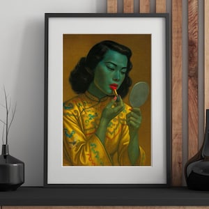 Green Lady Lipstick Moment – Tretchikoff Style Pop Art Print