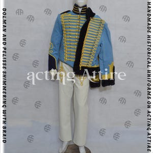 Blue Wool Hussar Jacket: French Horse Guard Uniform, Historical Reenactment