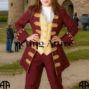 Women Frock Coat, Wench Frock Coat, 18th Century Style Frock Coat Women, Wench Coat, Lady Pirate Coat, Maroon Woolen Frock Coat