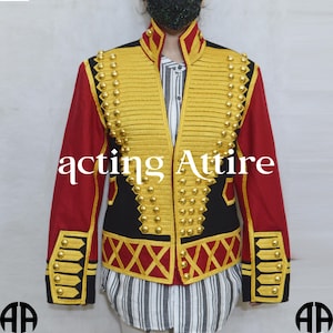 Michael Jackson Jacket, King Hussar Jacket, Hussar Fashion Jacket, Michael Jackson Inspired Hussar Jacket Black And Red Hussar Jacket