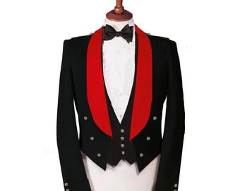 Chaqueta de gala militar negra / Chaqueta de gala formal de oficial / Chaqueta de cena ceremonial / Uniforme militar a medida / Abrigo de noche para bodas