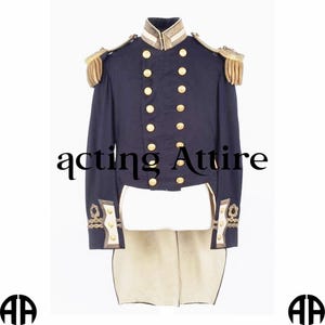 Naval Officer Jacket, Royal Naval Jacket, Lieutenant Jacket, Navy Blue Wool British Naval Uniform, 18th Century Lieutenant Uniform