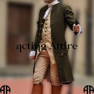 18th Century Green Cotton Frock Coat - British Officer Style