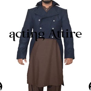 Regency Tailcoat, 1830-50 Regency Era Tailcoat, Gentleman Tailcoat, In Navy Blue Wool Coat
