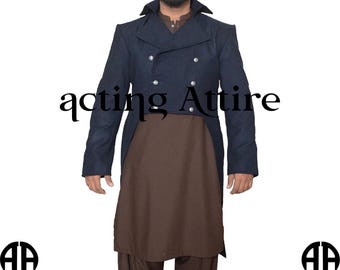 Navy Blue Wool Regency Tailcoat - 1830-50 Gentleman's Coat