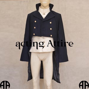 18th Century Regency Tailcoat, Gentleman Tailcoat, 1830-1850 Dated Bridgeton Tailcoat, Nordic Style Tailcoat Navy Blue Wool Coat