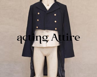 Navy Blue Regency Tailcoat, Swallow-tail coat, Woolen Gentleman Jacket