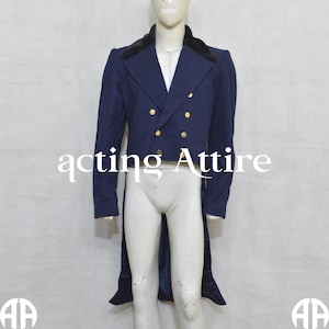 Regency Tailcoat, Jeremy Malcolm Tailcoat, Navy Blue Wool Tailcoat, Colin Bridgeton Tailcoat, 18th Century Victorian Tailcoat