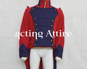 Red Wool Cavalry Tailcoat: British Royal Regimental Uniform
