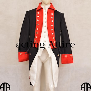 Dark Navy Wool Continental Army Jacket: Revolutionary War Uniform