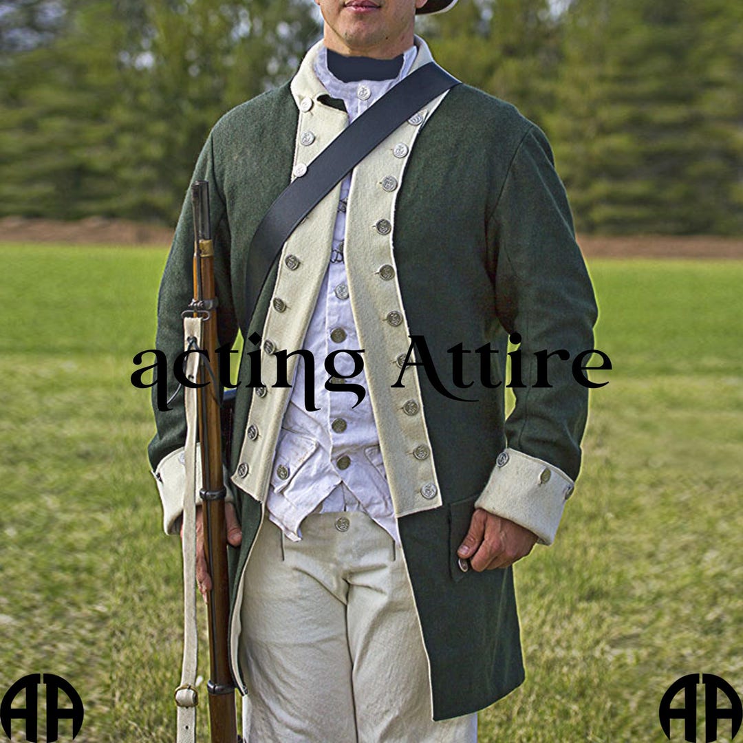 Green Revolutionary War Uniform Woolen Continental Marine Jacket