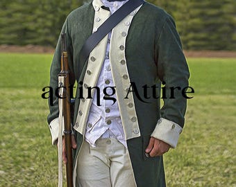 Green Wool Revolutionary War Uniform Jacket - Continental Marine  Reenactment
