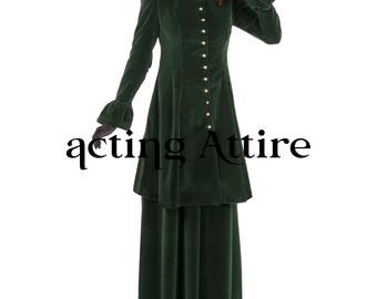 Emerald Green Velvet Frock Coat Dress: Vintage Inspired Winter Outerwear -  Etsy