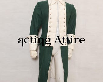 Green Wool Revolutionary War Jacket: 18th Century Regimental Uniform