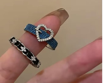 Denim and Diamond ring stack