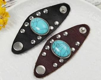 Western Turquoise Leather ring cuff
