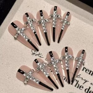 ダイヤモンド クロス スティレット フルセット プレスオン 10ct