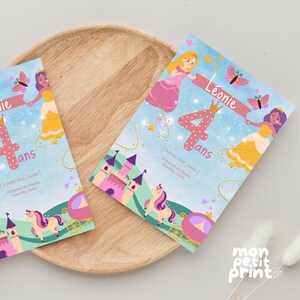 Invitation Anniversaire Princesse - Carte d’Anniversaire à personnaliser - Invitation fille Personnalisable - Fichier Digital PDF & JPEG