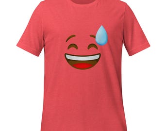 Awkward Emoji T-Shirt | Sweating Smile T-Shirt | Trendy Graphic Tee | Relatable Humor