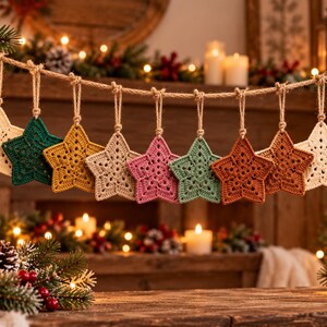 Crochet Christmas star pattern PDF easy hanging ornament