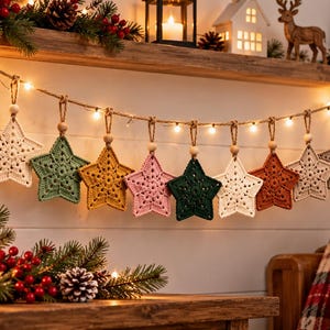 Crochet Christmas star pattern PDF easy hanging ornament
