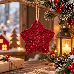 Crochet Christmas star pattern PDF easy hanging ornament