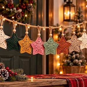 Crochet Christmas star pattern PDF easy hanging ornament