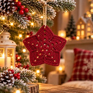 Crochet Christmas star pattern PDF easy hanging ornament