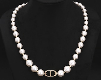 Vintage Pearl Necklace in box, Pendant Pearl Choker, Adjustable Chain y2k jewelry, Pearl Necklace Women, Birthday Gift for her
