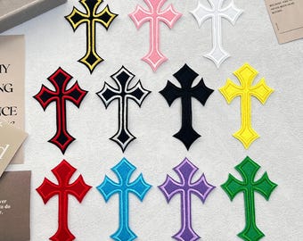 CH Chrome Hearts Genuine Leather Patch Punk Cross Applique Denim Jacket Bag Accessories Custom DIY Sewing Design Cross Patent Streetwear