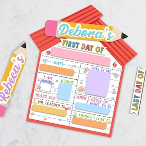First And Last Day Of School Sign, Kindergarten 1st Day of School Sign Reusable, Back to School Sign for Kids, First Day Wooden School Board