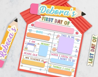 First And Last Day Of School Sign, Kindergarten 1st Day of School Sign Reusable, Back to School Sign for Kids, First Day Wooden School Board