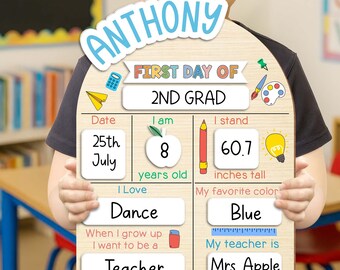 Custom First Day of School Sign, Back to School Sign, Kindergarten 1st Day of School Sign, First Day Wooden School Board, School Photo Prop