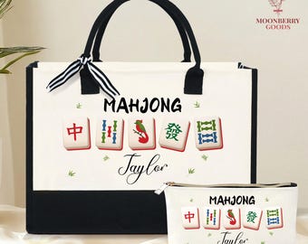 Personalized Mahjong Bag, Mah Jongg Bag, Gift for Mahjong Player, Christmas Mahjong Bag, Mahjong Game Bag, Mahjong Pouch, Mahjong Lover Gift