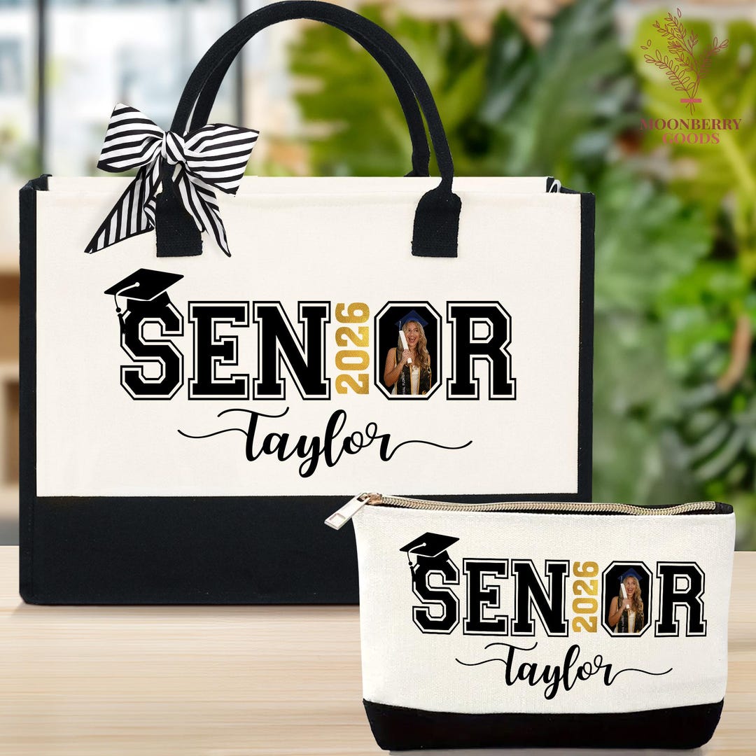 Custom Senior 2026 Tote Bag, Personalized Photo Class of 2026 Gift ...