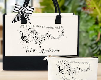 Personalized Music Teacher Tote Bag, Music Teacher Gift, Piano Teacher Gift, Music Teacher Tote Bag, Teacher Appreciation,Choir Teacher Gift