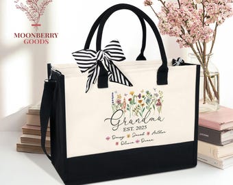 Grandma Tote Bag, Mothers Day Gift, New Grandma Gift, Gift For Grandma, Mom Tote Bag, Nana Tote, Personalized Tote Bag, Custom Mom Tote