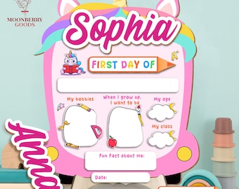 First Day Of Preschool Sign, Custom Kindergarten 1st Day of School Sign, Personalized Back to School Board, Interchangeable Name School Sign