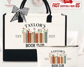 Book Club Tote Bag, Personalized Reading Club Gifts, Bookworm Gifts, Bookish Gifts, Book Lover Bag, Floral Bookish Bag, Booktrovert Tote Bag