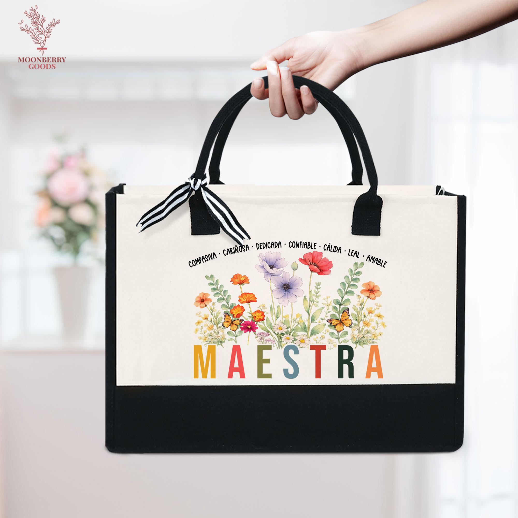 Personalized Spanish Teacher Maestra Bilingual Tote Bag, Tote Bag for ...