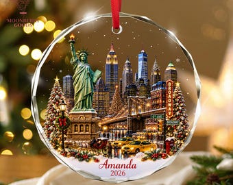 Personalized New York Christmas Ornament, NYC Ornament, Christmas in New York Keepsake, New York Ornament Girls Trip New York City Xmas Gift