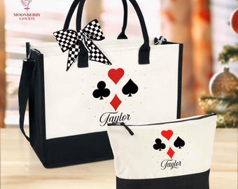 Playing Card Tote Bag, Grandma Bridge Bag, Card Tote Bag, Bridge Game Tote Bag, Canasta Bag for Cards, Canasta Gift Ideas, Grandma Gifts