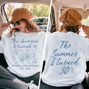 The Summer I Turned Birthday Shirt, Birthday Party Comfort Colors Shirt, 30th 40th 50th Birthday Gift For Her, Beach 30th Birthday Gifts