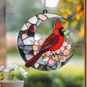 Red Cardinal Acrylic Suncatcher Window Hangings, Cardinal window decor, Bird Lover Gifts, Cardinal Lovebirds Gift, Mothers Day Gift For Mom