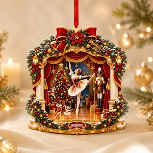 Personalized Nutcracker Ballet Christmas 3D Relief Ornament, Custom Ballerina Stage Christmas Decor,Nutcracker Ballet Dancer Clara Christmas