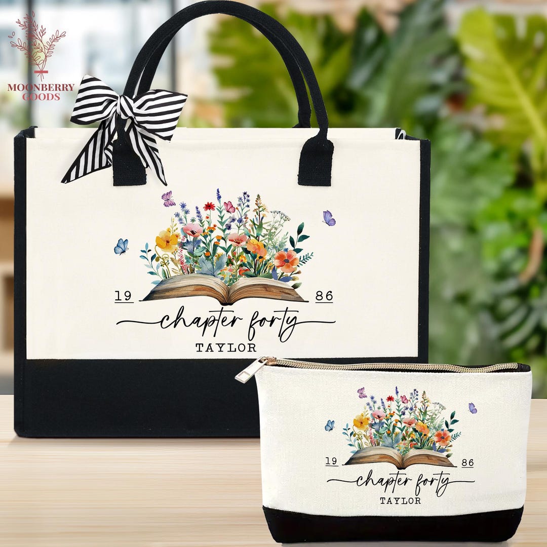 Personalized Chapter Forty Birthday Tote Bag, Chapter Forty Birthday ...