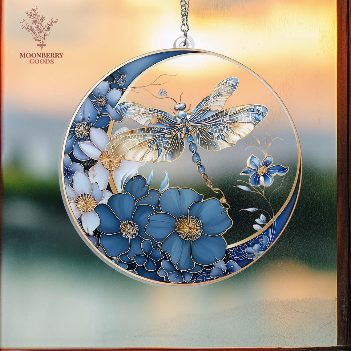 Dragonfly Memory Moon Acrylic Suncatcher, Dragonfly Suncatcher Window ...