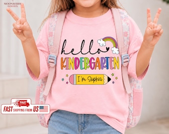 Hello Back to School Shirt, Custom Kids Name Back To School Shirt, Kindergarten Shirt, Toddler First Day of School Tee, Back To School Gift
