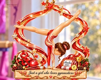 Personalized Gymnastics 3D Relief Ornament, Custom Name Gymnast Ornament, Gymnastics Christmas Gift for Girl, 3D Relief Gymnast Keepsake