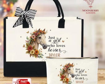 Personalized Horse Tote Bag, Horse Tote Bag, Horse Trainer Gift, Christmas Tote Bag, Horse Lover Gift, Gift for Horse Lover, Equestrian Gift